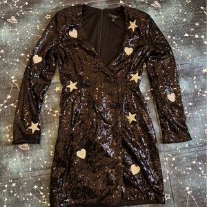 Laundry Shelli Segal black sequined blazer dress